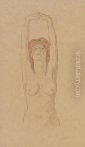 Standing Nude With Arms Raised by Raphael Kirchner