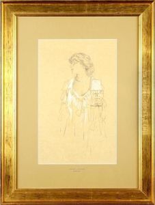Portrait Of A Lady With Pearl Necklace by Raphael Kirchner