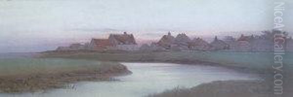 C- Cottages By A River At Sunset - view 1
