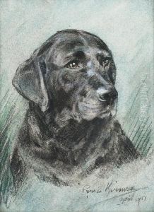 Head Study Of A Black Labrador by Persis Kirmse