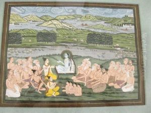 The Sage Sukhdev Reciting The Bhagauata Purana To The King Parikshit by Pichvai Kishangarh
