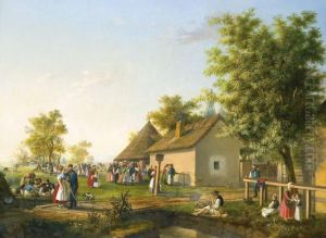 Vasarnap Delutani Mulatsag A Falu Vegen,1853