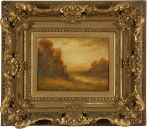 Sunset River Landscape by Hudson Mindell Kitchell