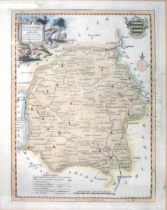 'map Of Wiltshire', Handcoloured Engraving, 22.5cm X 17cm, Frame, Plus Four Various County Maps