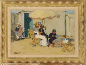 A Leisure Afternoon On The Beach Under The Umbrella by Joseph Milner Kite
