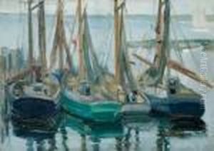 Harbour View With Sailboats by Frederick Kitson Cowley