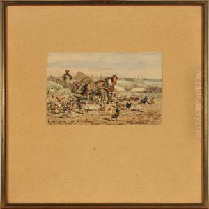 Three Market Scenes From Copenhagen And A Beach Scene With A Farmer by Johann Adolf Kittendorff