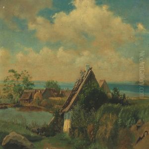 Summerlandscape With Houses by Johann Adolf Kittendorff