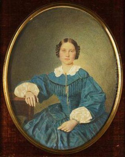 A Portrait Of A Girl In A Blue Dress - view 1