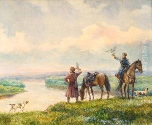 Scena Di Caccia Al Falcone by Aleksej Danilovich Kivsenko