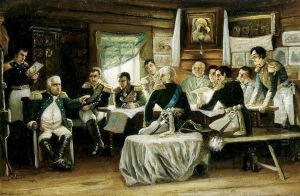 Russian Generals At The Conference by Aleksei Danilovich Kivshenko