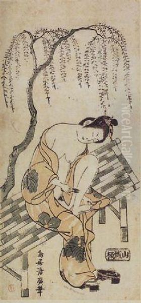 Young Woman Clad In A Loose Bathwrap - view 1