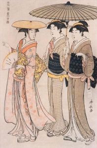 Tre Bellezze A Passeggio by Torii Kiyonaga