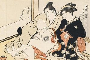 A Couple Making Love InFront Of A Fusuma