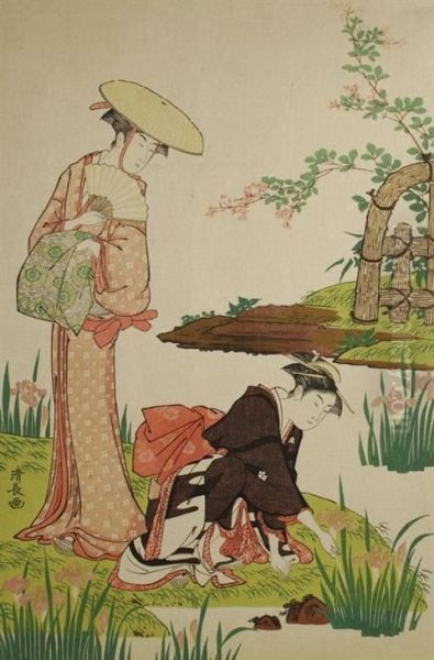 Women In Iris Pond - view 1