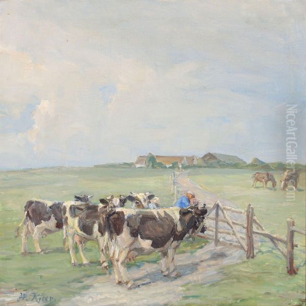 Field With Cattle By A Gate - view 1