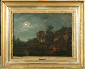 Stadsbild Med Figurer by Friedrich Christian Klass