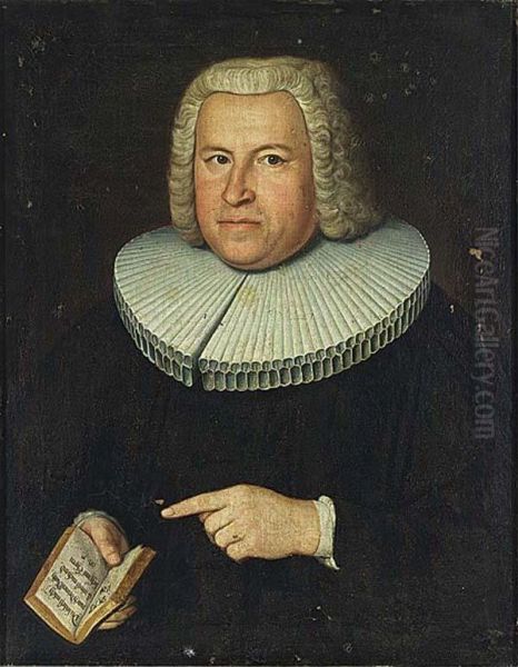 A Portrait Of Zacharias Handler (1698-1756), Half Length, Wearing A Black Dress With A White Lace Collar And A Wig, Holding A Bible In His Right Hand Showing Psalm 73 Verse 20 - view 1