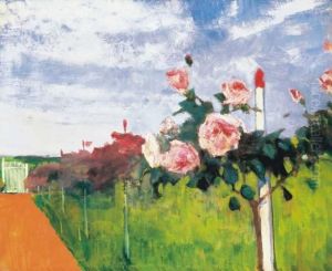 A Garden In Szolnok With A Rosetree by Janos Kleh