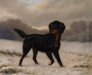 Jagdhund In Schneelandschaft by Friedrich Emil Klein