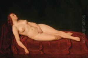 A Reclining Nude by Friedrich Emil Klein