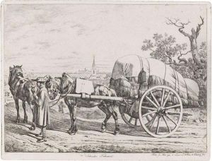 Der Kutscher Mit Den Beiden Wagenpferden. Sachsisches Fuhrwerk by Johann Adam Klein