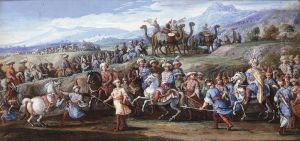 A Pair Of Cavalry Battle Scenes by Salomon Kleiner
