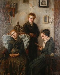Reading To The Convalescent Girl by Johannes Kleinschmidt