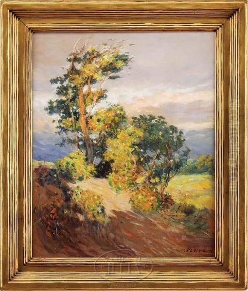 California Landscape With Eucalyptus Trees by Joseph A. Kleitsch