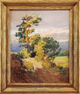 California Landscape With Eucalyptus Trees by Joseph A. Kleitsch