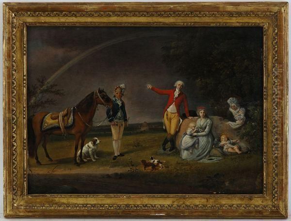 Le Prince Alexander Mikhailovitch Belosselscy Et Sa Famille Dans Un Paysage Avec Arc En Ciel - view 1