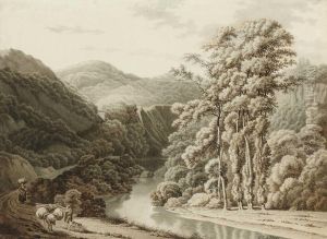Bewaldete Flusslandschaft Mit Bauerlicher Figurenstaffage. by Pieter Rudolph Kleyn