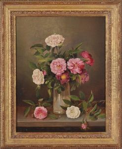 Still Life With Pink Roses by Eduard Klieber