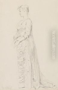 Skizze Einer Stehenden Dame Nach Links by Eugen Johann Georg Klimsch