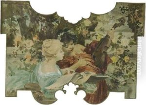 Die Musik, Lunettentwurf. by Ernst Klimt