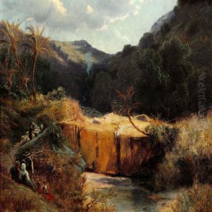 Landscape With Palm Trees And Men Resting