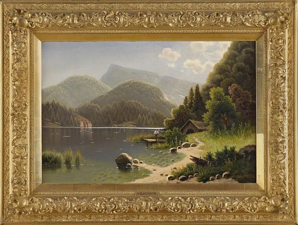 Gebirgssee Mit Angler. - view 1