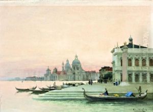 Zicht Op Venetie Na Zonsondergang Zicht Op Venetie Na Zonsondergang