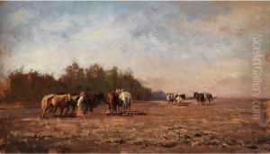 Landschaft Mit Pferden by Michail Petrovic Klodt