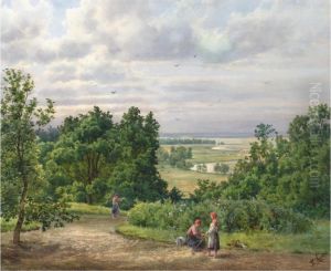 Landscape With Peasants by Pjotr Klodt