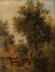 Summer Landscape With Barn by Michail Konstantin Klodt Von Jurgensburg