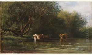 Landscape With Cows by Michail Konstantin Klodt Von Jurgensburg