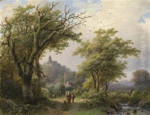 Walkers By A Stream