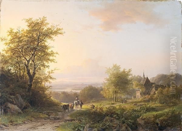 Landscape With Figures On A Country Path, Achurch Beyond - view 1