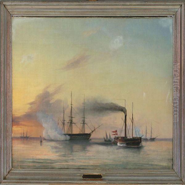 Naval Vessel Saluting King Christian Viii Of Denmark's Yacht "caledonia" - view 1