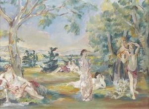 Arkadische Landschaft Mit Figuren