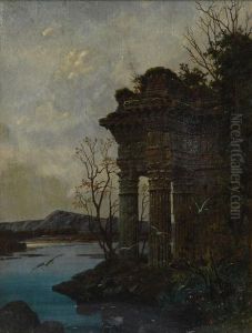 Landschaft Mit Tempelruine by Ferdinand Knab