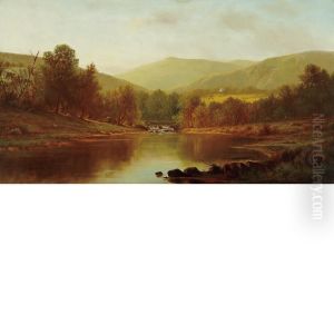 River Landscape With Cows Grazing by Charles Wilson Knapp