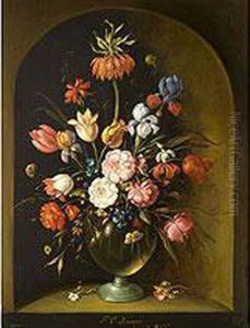 Blumenstilleben In Einer Glasvase by F. Knapp