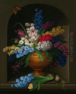 Giacinti In Vaso E Farfalle by Johann Knapp